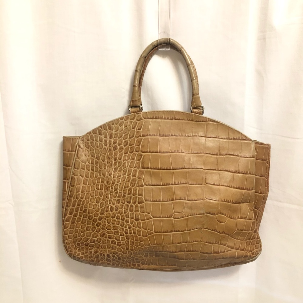 Furla Light Brown Tan Crocodile Leather Tote Bag - Picture 2 of 14